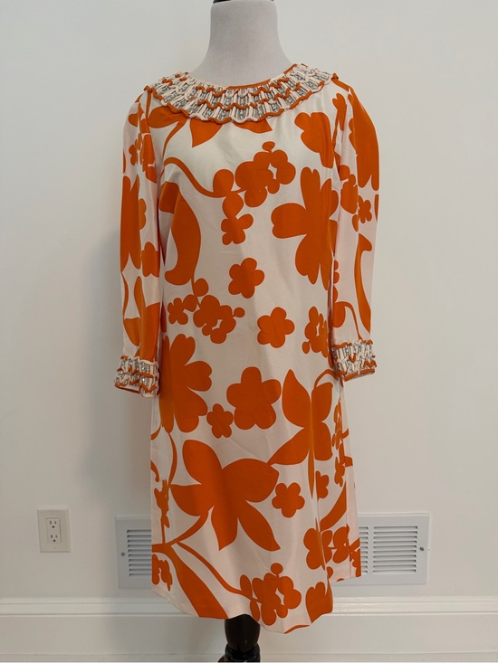Tory Burch Dresses & Skirts - Tory Burch White Dress with Bold Orange Floral Print